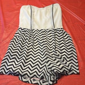 Papaya High Waist Black and White Chevron rompers